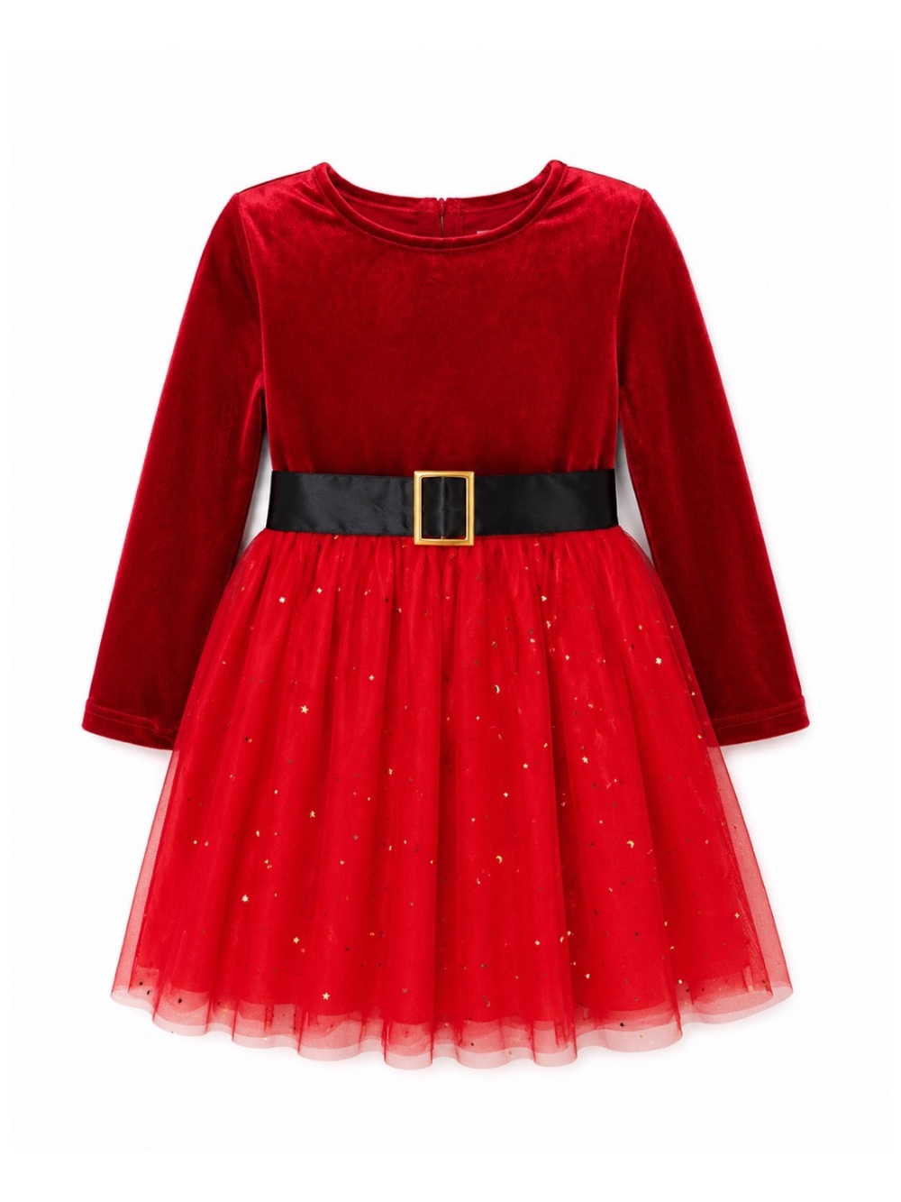 BMG Red Velvet Long Sleeve Sparkle Tulle Santa Clause Christmas Dress Size 6